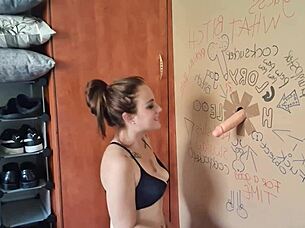 tattoo girl glory hole fucking and sucking cock