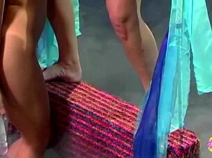 Gorgeous Blonde Fingers Herself Before Brunette Strap-On Cowgirl Fuck