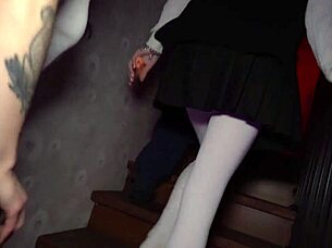 Three busty babes join college party for rough gangbang sex. They get cum in mouth after intense fucking.