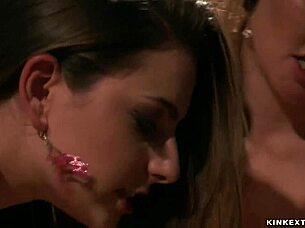 Busty lesbian milf gets dp group fucked with bondage and whipping in lezdom submission!