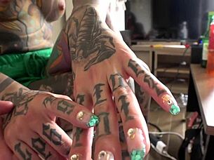 japanese amateur shows tattooed body in homemade asian pussy licking and deep kissing sex scene