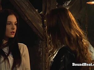 Bent Over Lesbian Slave Punished with Spanking and Fingering