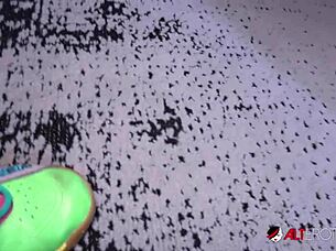 Sully savage casually rides the tremor toy during her petite brunette casting interview with fishnets