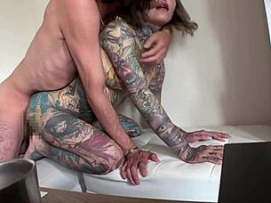 japanese amateur shows tattooed body in homemade asian pussy licking and deep kissing sex scene