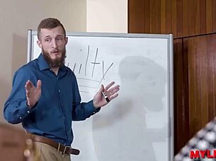 The naughty secretary offers her boss a wild blowjob and ride to help out in this fantasy reality