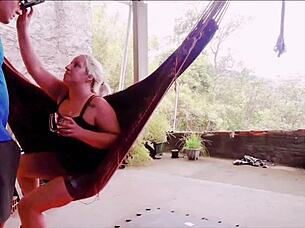 i feel so turned on cumming right in that hot blonde milfs open mouth outdoors