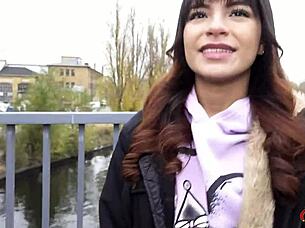German Scout Picks Up Petite 18+ Latina Michy Perez for Big Dick Anal Casting.