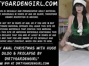 merry anal christmas with huge dildo & prolapse by dirtygardengirl