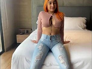 Camila Fernanda tiny Colombian with huge boobs throats big cock at casting