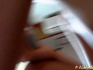 horny white guy spends the afternoon teasing and fondling his petite asian girlfriend's small tits