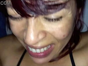 Two amateur milfs bent over in doggystyle action, with a Latina prostitute taking homemade sex to new levels