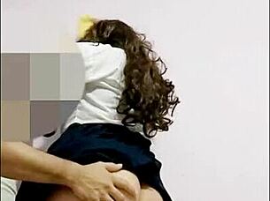 Oh man, my Mexican niece keeps teasing with those short uniform skirts, and today I finally fuck her hard in homemade action outdoors.