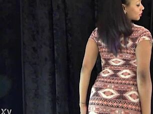 oh man, check out this petite black babe with big natural tits in a beautiful casting interview, talking dirty from pov