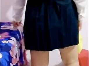 Oh man, my Mexican niece keeps teasing with those short uniform skirts, and today I finally fuck her hard in homemade action outdoors.