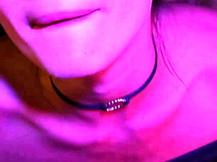 Oh Wow, Sexy Petite Babe Gives Deep Throat Blowjob In Neon Night Pov With Cum Swallow!