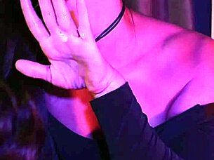 Oh Wow, Sexy Petite Babe Gives Deep Throat Blowjob In Neon Night Pov With Cum Swallow!