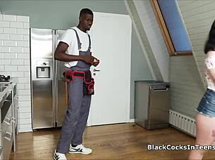 Emotional Plumber Uses BBC to Fix Petite Pussy