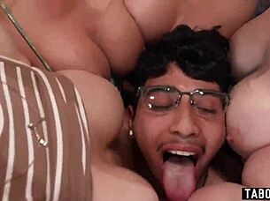 Hey, those hot neighborhood milfs reverse gangbanged the panties stealer in wild group banging sex