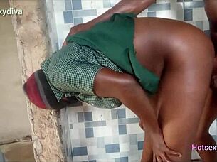 oh man this is what you guys are doing in the bathroom our principal has to hear about this squirting chubby coed getting monster cock creampie outdoors