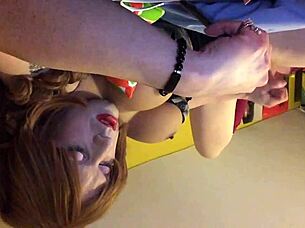 I love teasing my hard cock solo, feeling every stroke on my big tits at Dickgirls XYZ