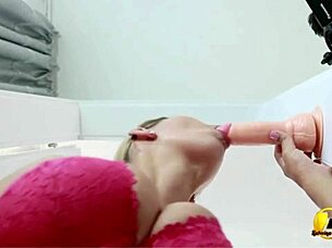 What Happens Behind the Scenes When Katerina Hartlova Fucks a Dildo in Socks with Her Big Natural Tits?