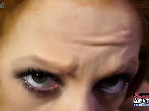 Green eyed beauty ginger cassie sucks a cock and gives a hot rimjob oh yeah she swallows cum too