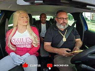 Whoa, check out Brazilian babes Tiffany Wilson and Latrell in wild car blowjob party with Elisa Ferraz joining the sucking fun 😈🚗