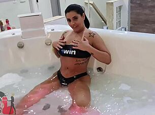 Naughty Stud Pounds Me in Bathtub as Cuckold Watches Craving Big Cock