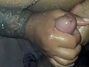 Married chubby wife gives her husband a sexy bath.
