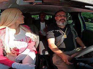 Whoa, check out Brazilian babes Tiffany Wilson and Latrell in wild car blowjob party with Elisa Ferraz joining the sucking fun 😈🚗