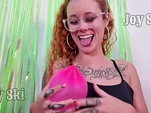 sexy brazilian curvy babes celebrate birthday with feet rubbing on balloons at party