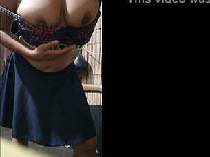 In the dorm room a sensual slave girl flashes her big natural tits during wild casting interview reaching orgasm