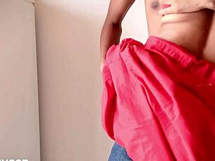 Nepali couple suggests intimate moments in sari at home with girlfriend vibes.