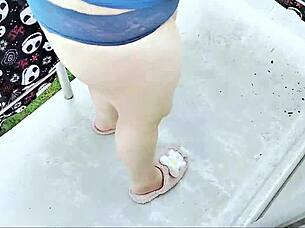 Horny Neighbor Boredom Leads to Free Blowjob and Cum in Mouth on Balcony