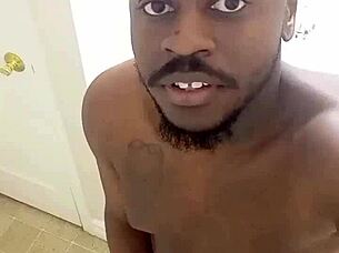 Solo woman masturbates her ass in front of mirror taking selfie until reaching intense orgasm