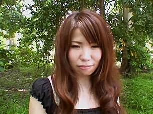 pretty asian brunette rie obata kneads her hairy pussy with a vibrator while bent over in lingerie