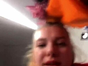 Amateurs dive into public fucking in a changing room with close-up orgasm and big tits blowjob action outdoors.