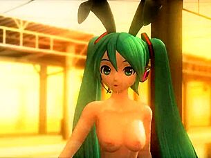 Hatsune Miku Velvet Arabesque Project Diva Nude Mod Exposes Big Tits Bunny Costume