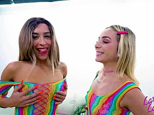 Two Naughty Brazilian Girls Get Mouths Filled with Cum and Cock in Tight Asses