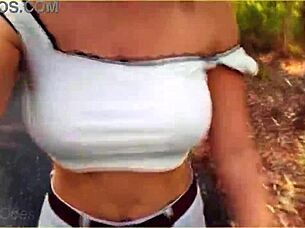 Hey, are you ready for this amazing milf flashing her tits on a wild public bike ride?