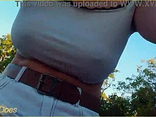 Hey, are you ready for this amazing milf flashing her tits on a wild public bike ride?