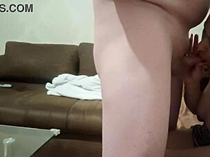 Teen delivers intense titjob and deepthroat to an older guy's stiff cock