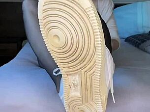 i love showing off my black nylon feet in tight nylons for fetish fun