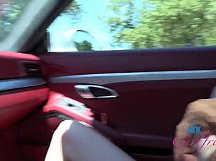MAZY MYERS Amateur Babe Gets Driving Lesson, Pussy Played With And SUCKS COCK In Car GFE POV!