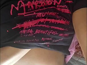 The stunning ebony amateur lost control, fingering her pierced fat pussy to intense orgasm alone.