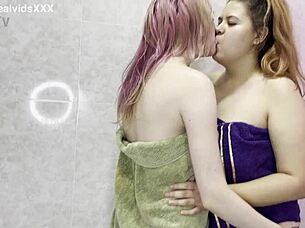 Girlfriends Enjoy Bath Time And Intimate Moments Together