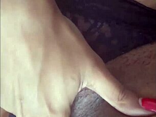 The stunning ebony amateur lost control, fingering her pierced fat pussy to intense orgasm alone.