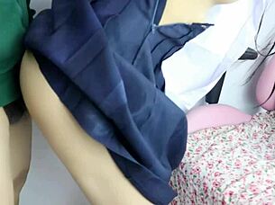 I can't believe how she licks and fucks that tight asian pussy until squirting everywhere