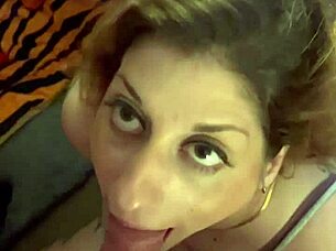 sexy amateur milf wife deepthroats hubbys big cock and swallows his hot cum load