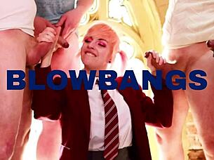 BRITISH STUDENT DELIVERS INTENSE FOOTJOB JERK OFF INSTRUCTIONS in COSPLAY UNIFORM PARTY!